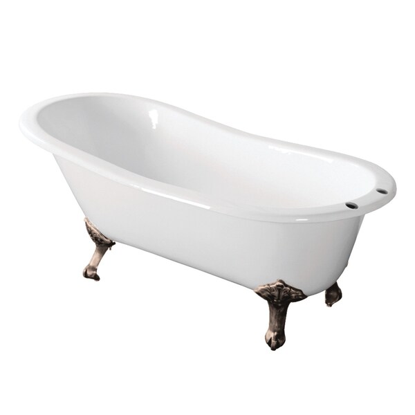 Aqua Eden Clawfoot Bathtubs, 66.94 L, 30.69 W, White/Brushed Nickel, Cast Iron VCT7D673122ZB8 - main